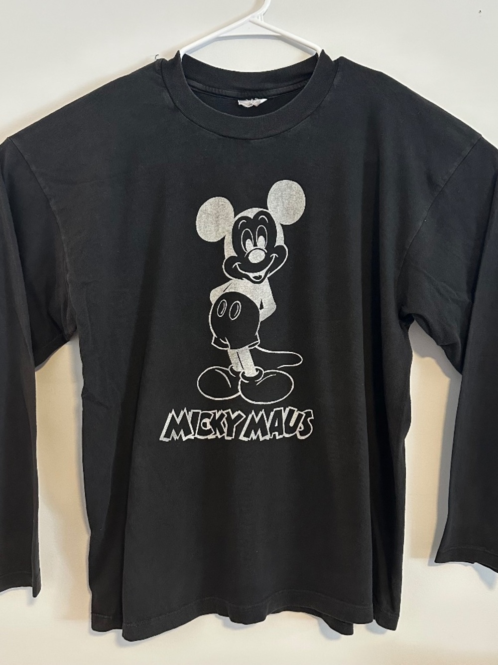 Mickey Maus Disney Graphic Print T-Shirt XL Black 90's Long Sleeve